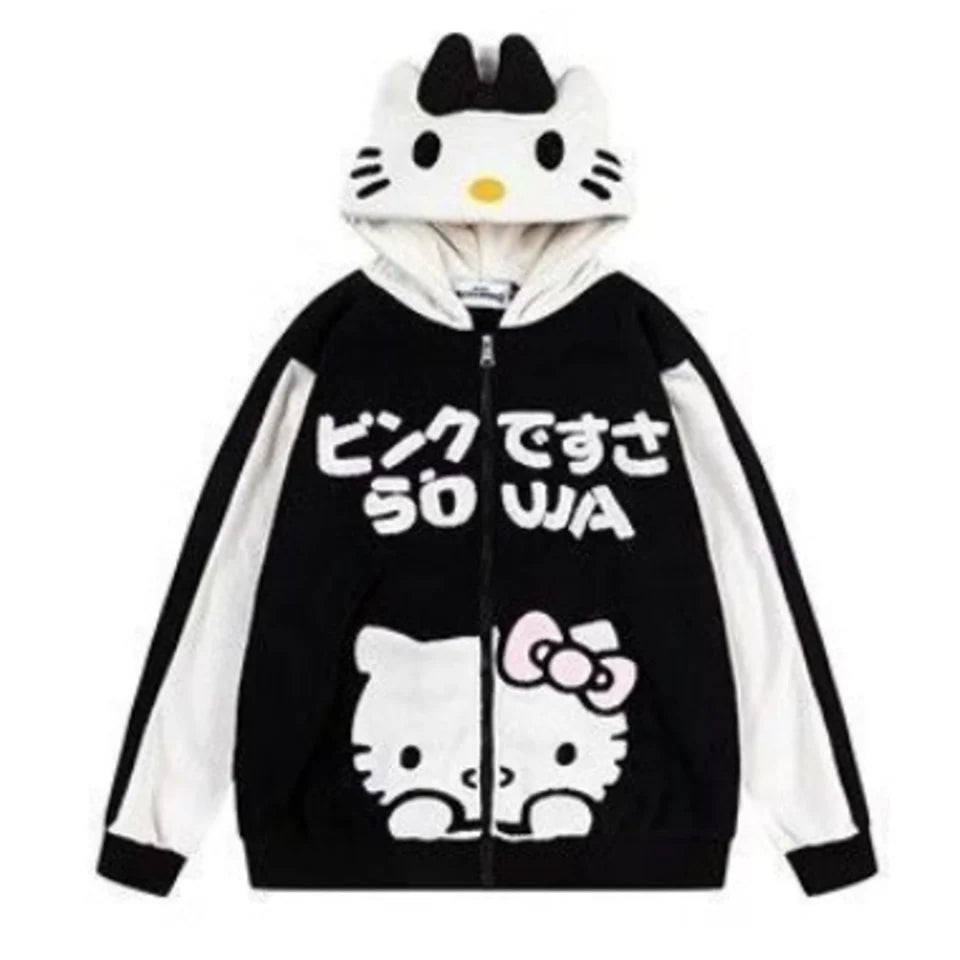 Midnight Kitty cat-ear zip hoodie, front
